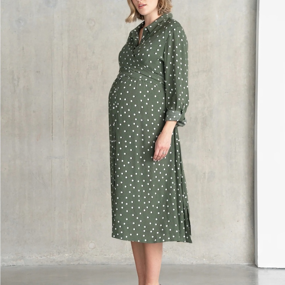Seraphine Green and White Ruffled Tiered Midi Dress